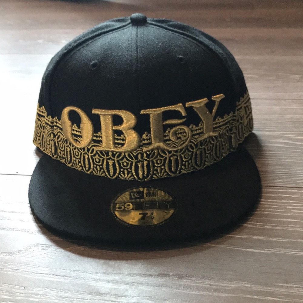OBEY hat in black with gold detailing like new!